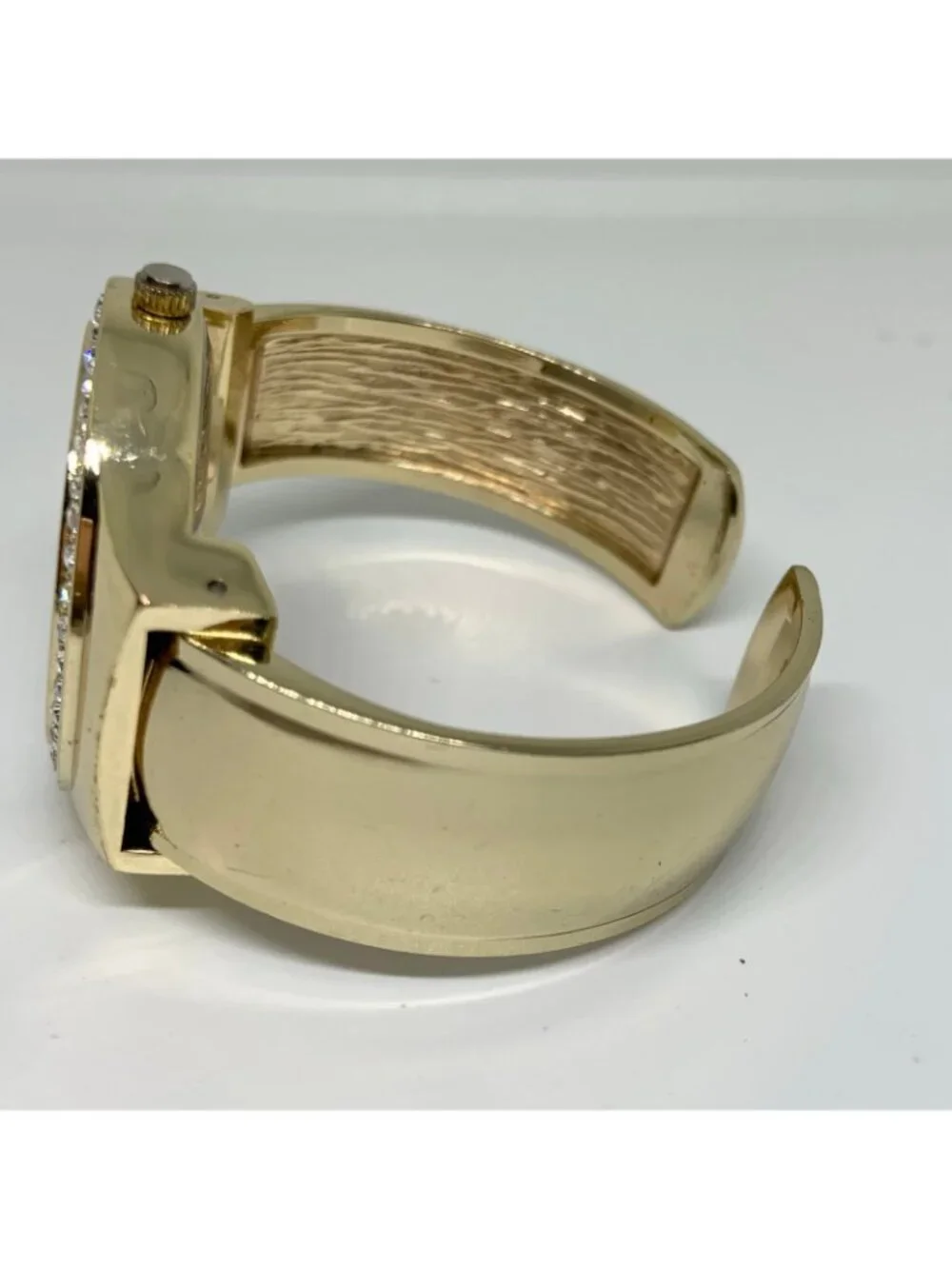 Studio women’s watch gold tone dial cuff bracelet size 7” quartz 38mm running